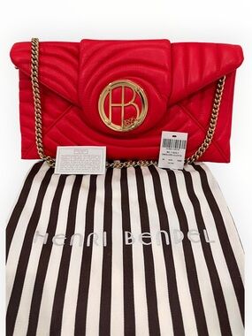 Henri Bendel No. 7 Lambskin Leather Quilted Envelope Clutch NWT